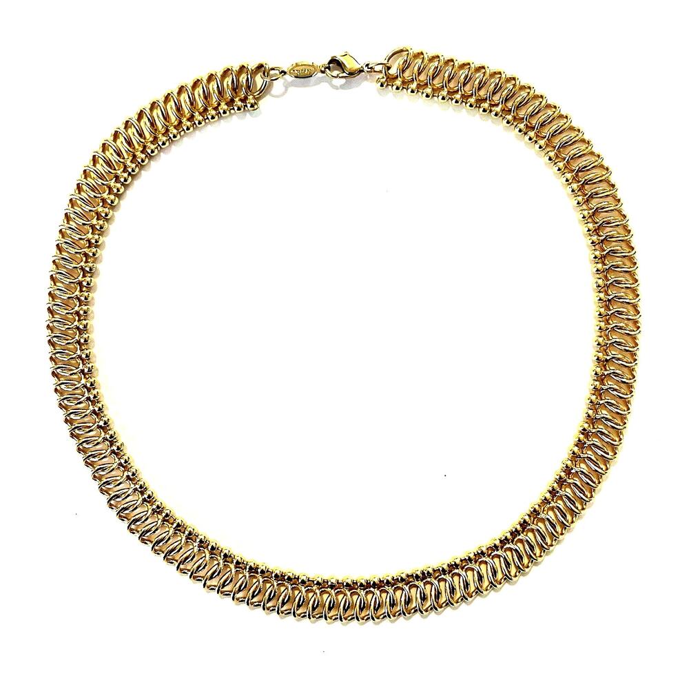Vintage Napier Gold Collar Necklace Double Loop Link Estruscan Byzantine Choker